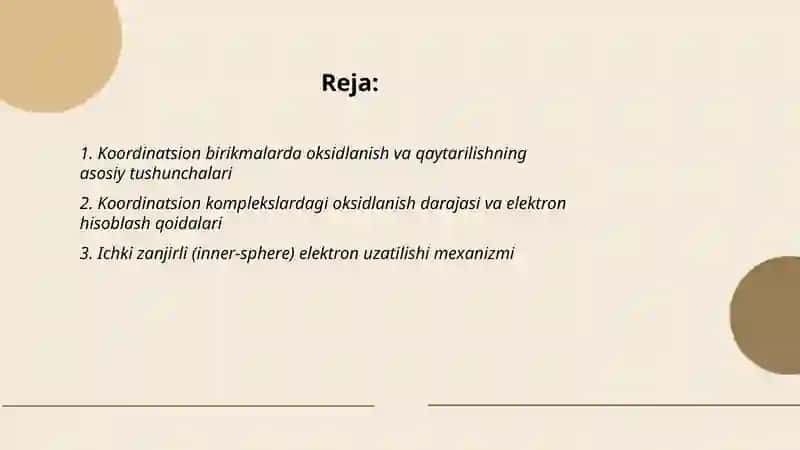 Koordinatsion birikmalarning oksidlanish-qaytarilish reaksiyalari 2