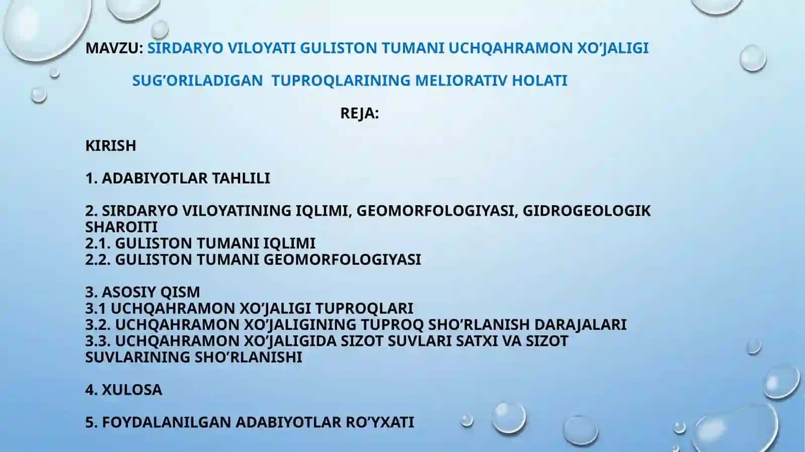 Guliston Davlat Universiteti Agrokimyo va Agrotuproqshunoslik Yo'nalishi Kursi 2