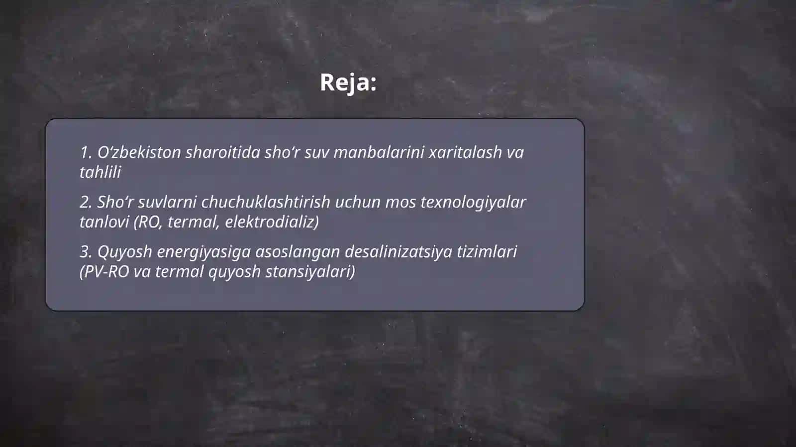 Oʻzbekiston sharoitida sho'r suvlarni chuchuklashtirish g'oyasini yaratish 2