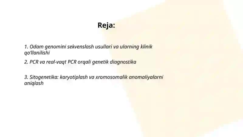 Odam genetikasini o'rganish usullari va uning tibbiyotdagi ahamiyati 2