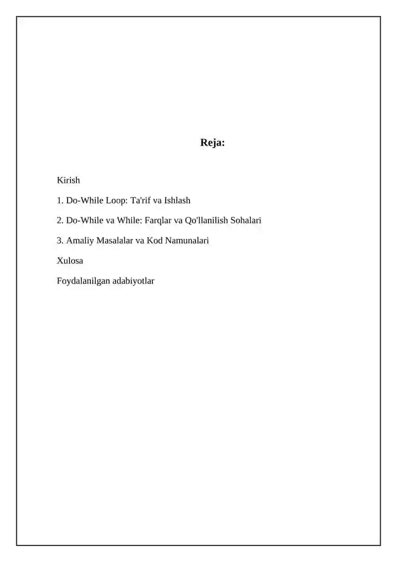 Do-While Loop: Ta'rif va Ishlash 2
