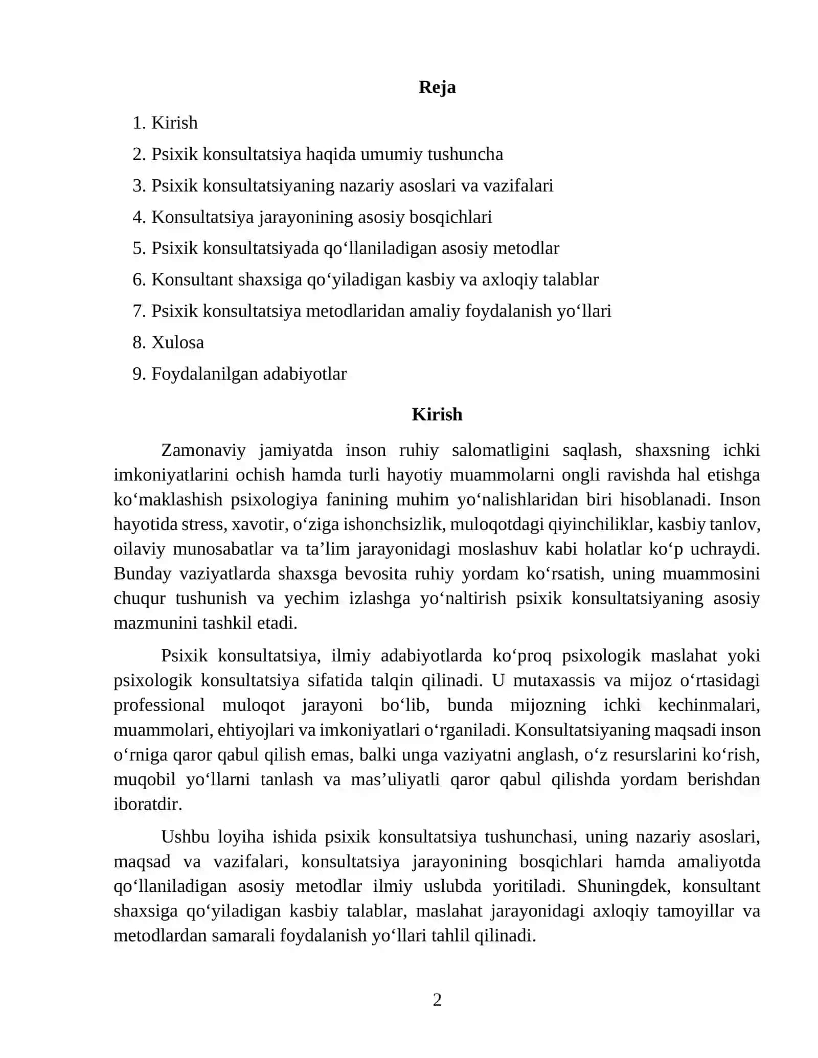 Psixik konsultatsiya metodlari 2