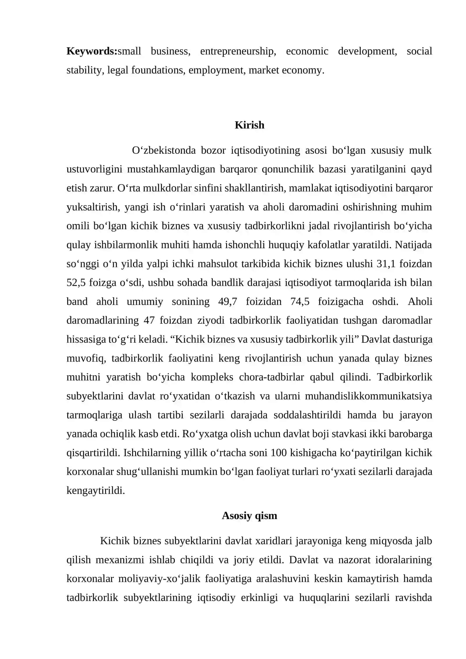 Kichik biznes va tadbirkorlik faoliyatining iqtisodiy, ijtimoiy va huquqiy asoslar 2