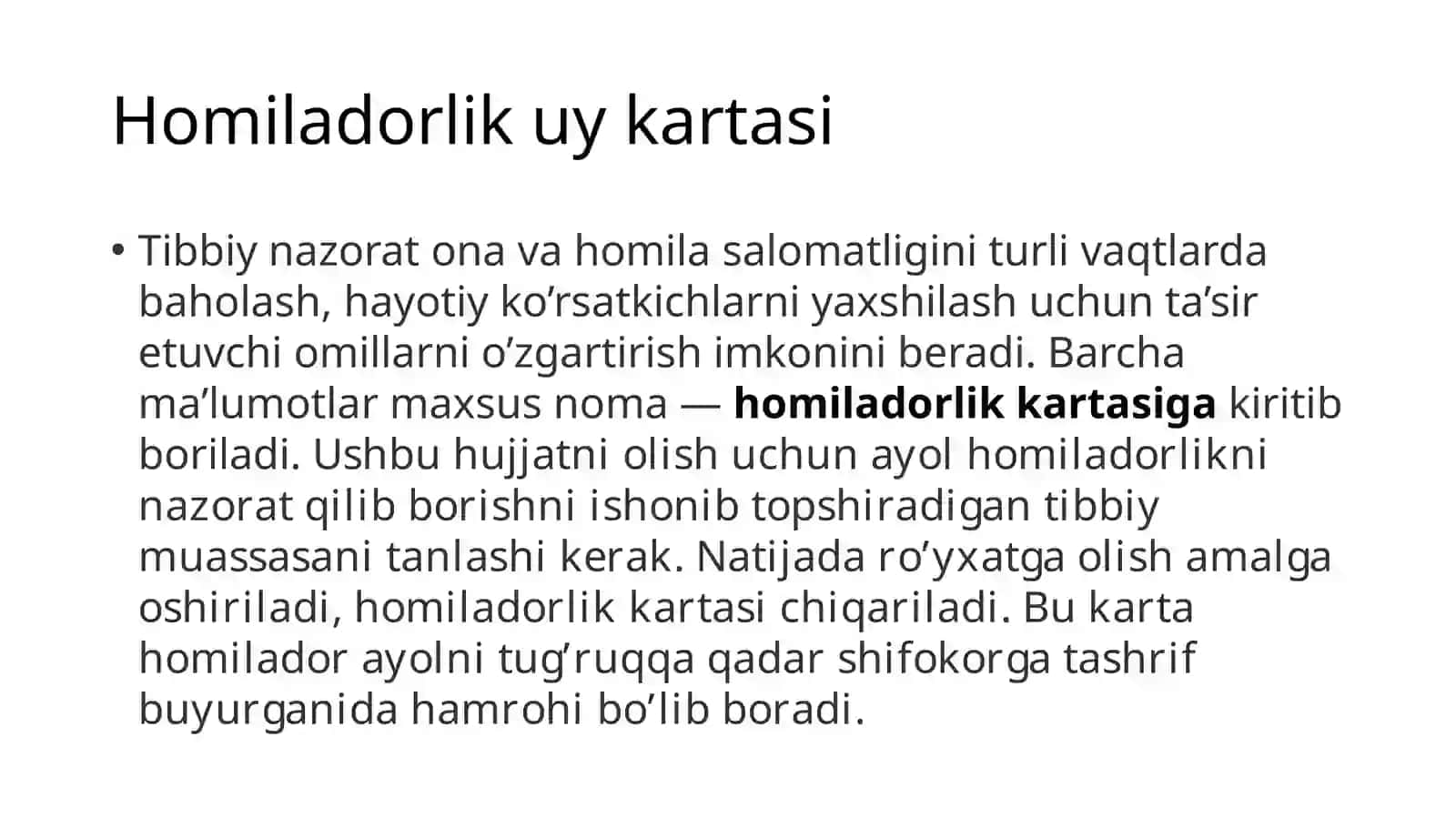 Antenatal kuzatuvning zamonaviy konsepsiyasi. Homiladorlikni baholash 2