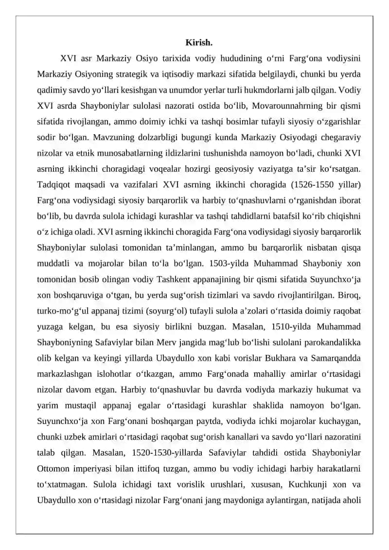Vodiy: Siyosiy barqarorlik va harbiy to‘qnashuvlar 2