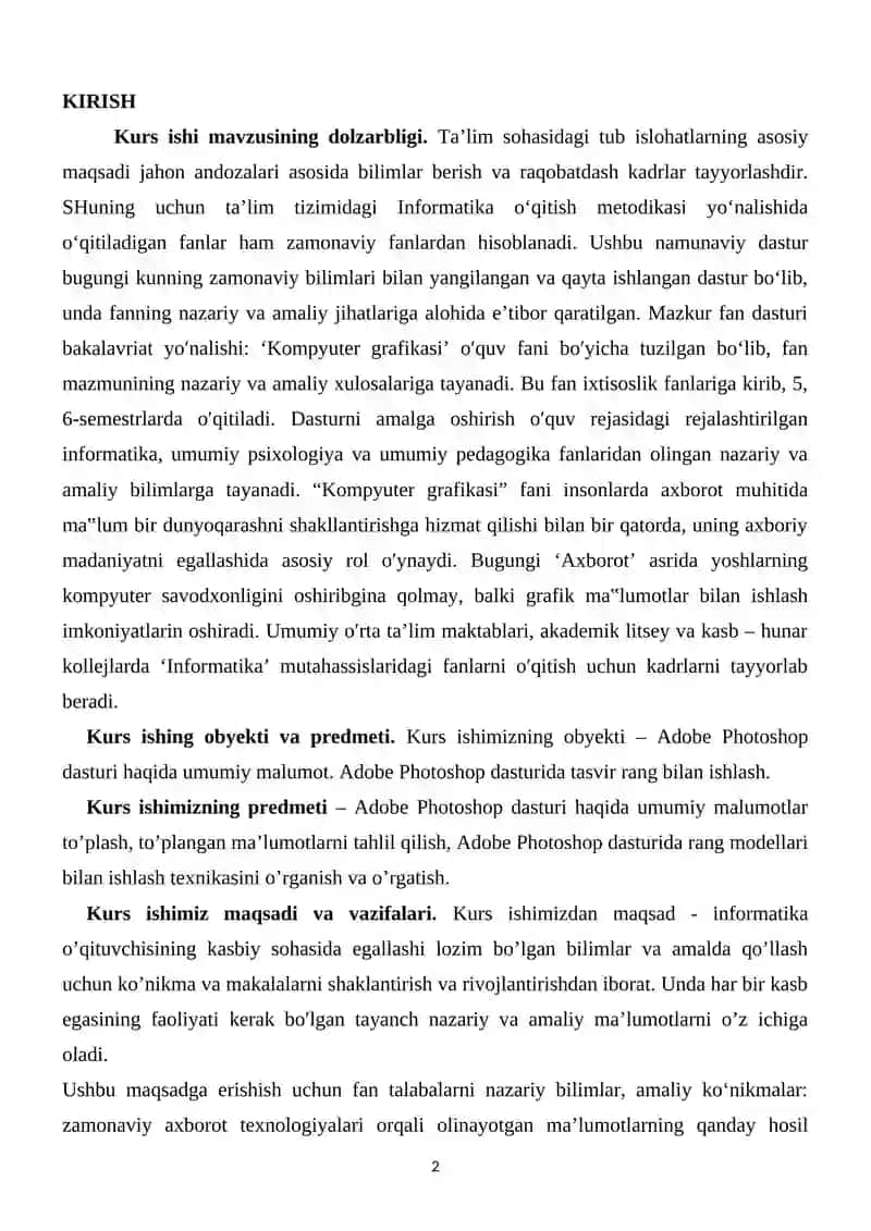 Kompyuter grafikasi sohasidagi fayl formatlari va bir-biridan farqli jixatlari 2