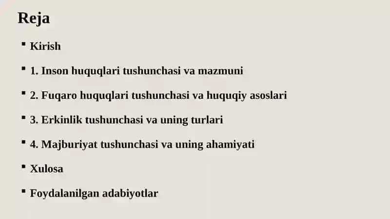 Inson huquqlari va fuqarolik huquqlari, erkinlik va majburiyattushunchalari 2