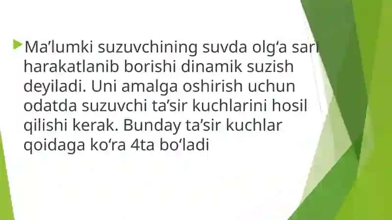 Dinamik va statik suzish 2