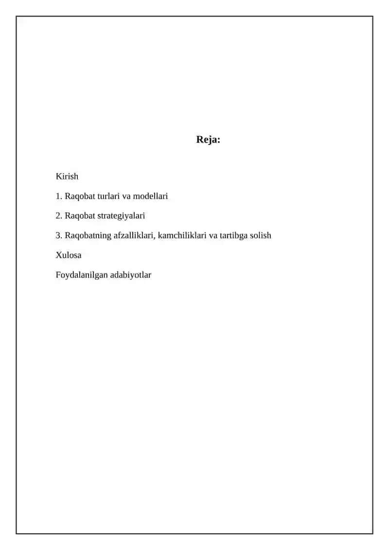 Raqobat turlari va modellari 2