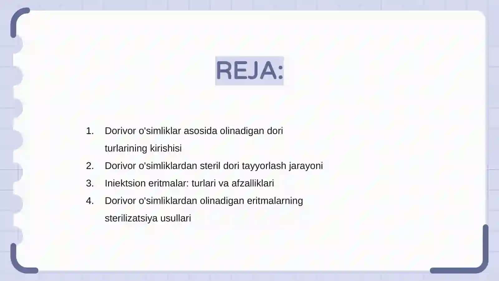 Dorivor o'simliklar asosida olinadigan sterillangan dori turlari va ineksion eritmalar 2
