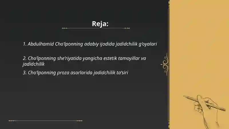 Abdulhamid Choʻlponning ijodi va jadidchilik harakati bilan bogʻliq faoliyati 2