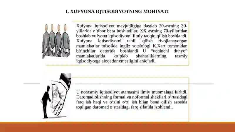 XUFYONA IQTISODIYOTNING MOHIYATI VA KELIB CHIQISH SABABLARI VA BARTARAF ETISH YO'LLARI 2
