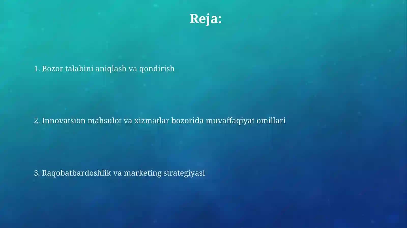 Innovatsion mahsulotlar va xizmatlar bozorida muvaffaqiyatga erishish omillari 2