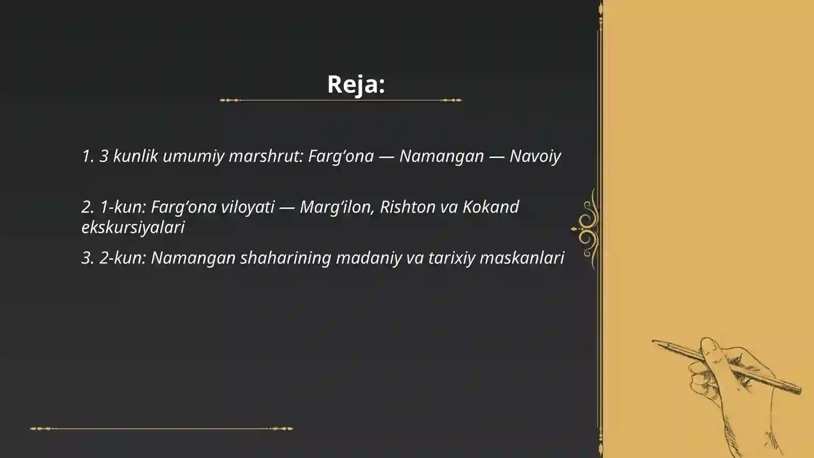 Fargʻona Navoiy Namangan viloyatiga 3kunlik tur paket 2