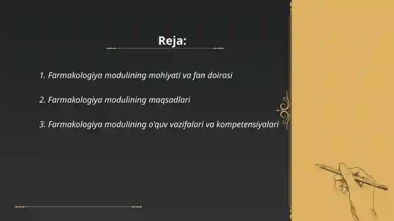 Farmakologiya modulining mohiyati, maqsad va vazifalari. Dori shakllari va turlari 2