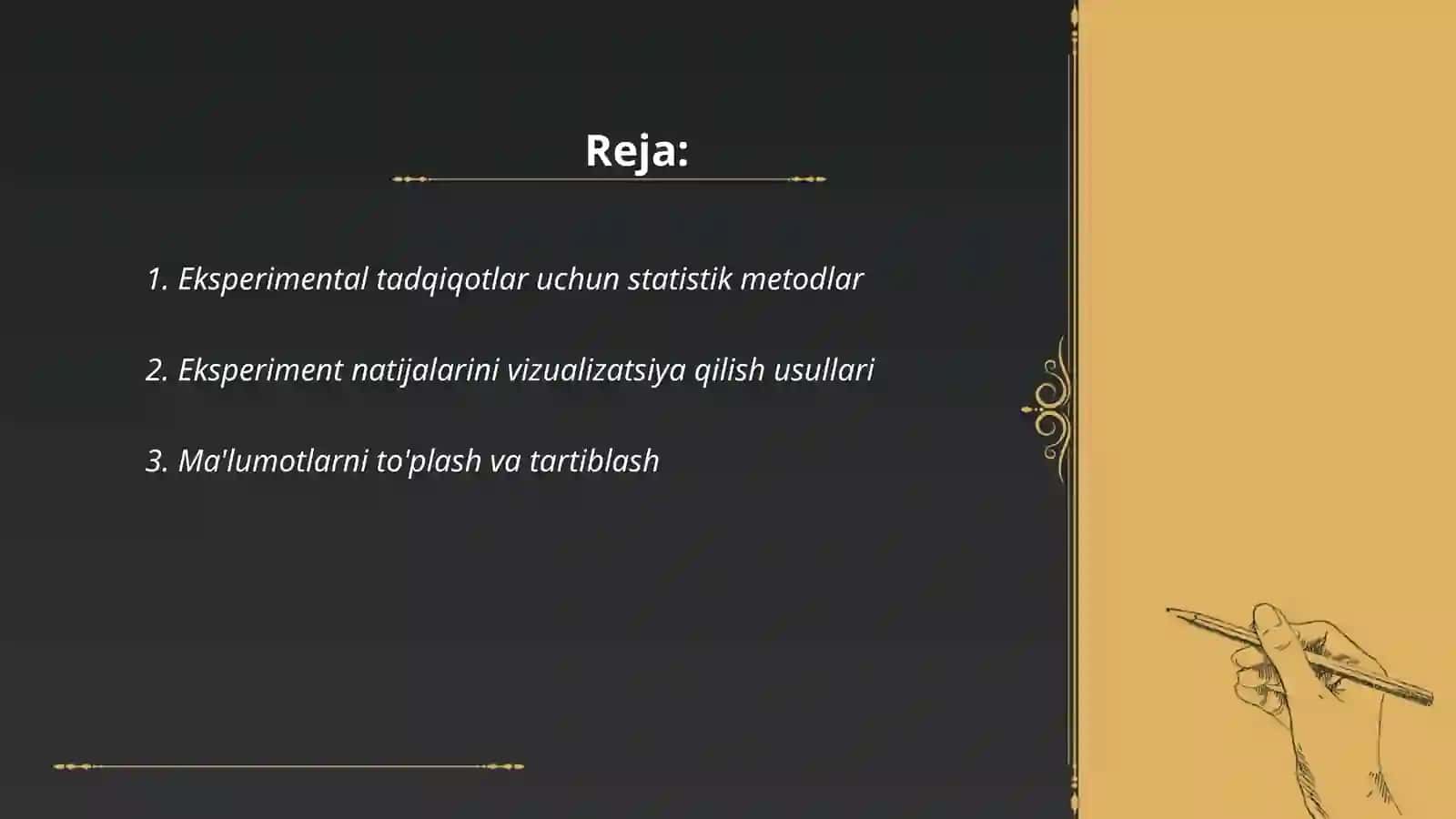 Eksperimental tadqiqotlar uchun statistik metodlar 2