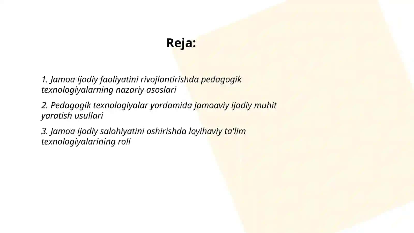 Jamoa ijodiy faoliyatini rivojlantirishda pedagogik texlogiyaning o'rni 2