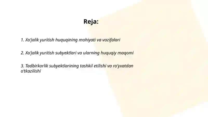 Xoʻjalik yuritish huquqi 2