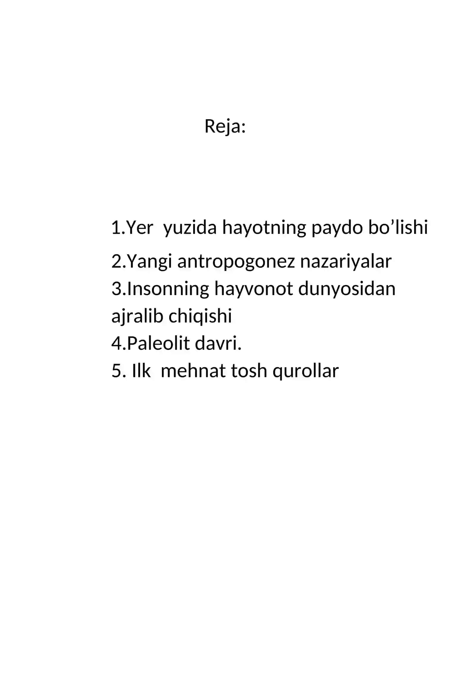 « Ilk inson ajdodlarining flora va faunadagi o'rni » 2