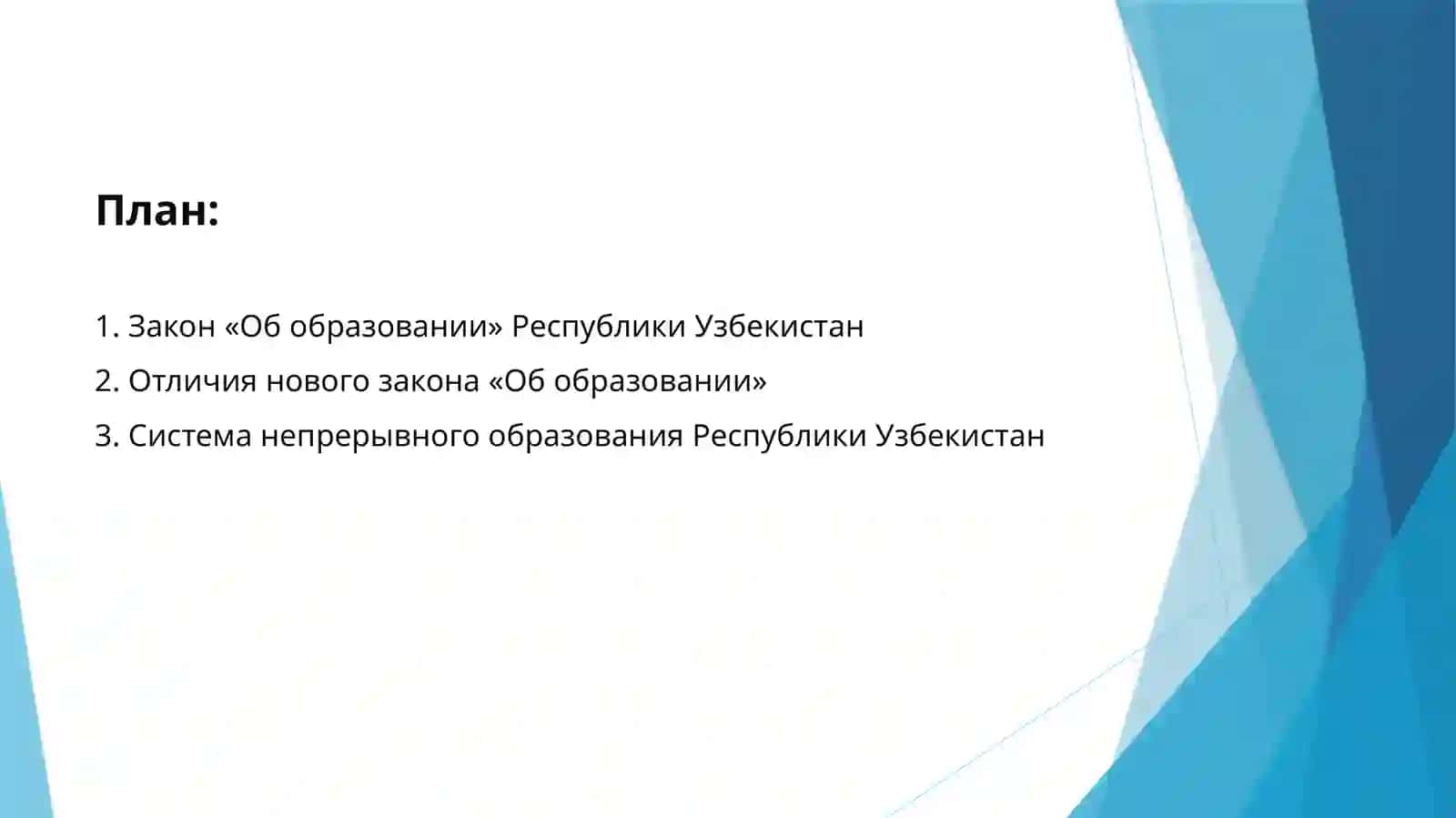 Сущность закона Республики Узбекистан «Об образовании» 2