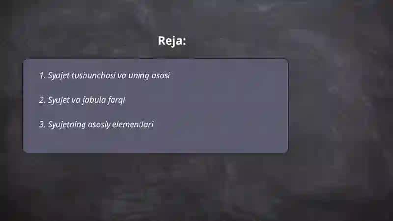 Syujet va uning turlari.Konflikt 2