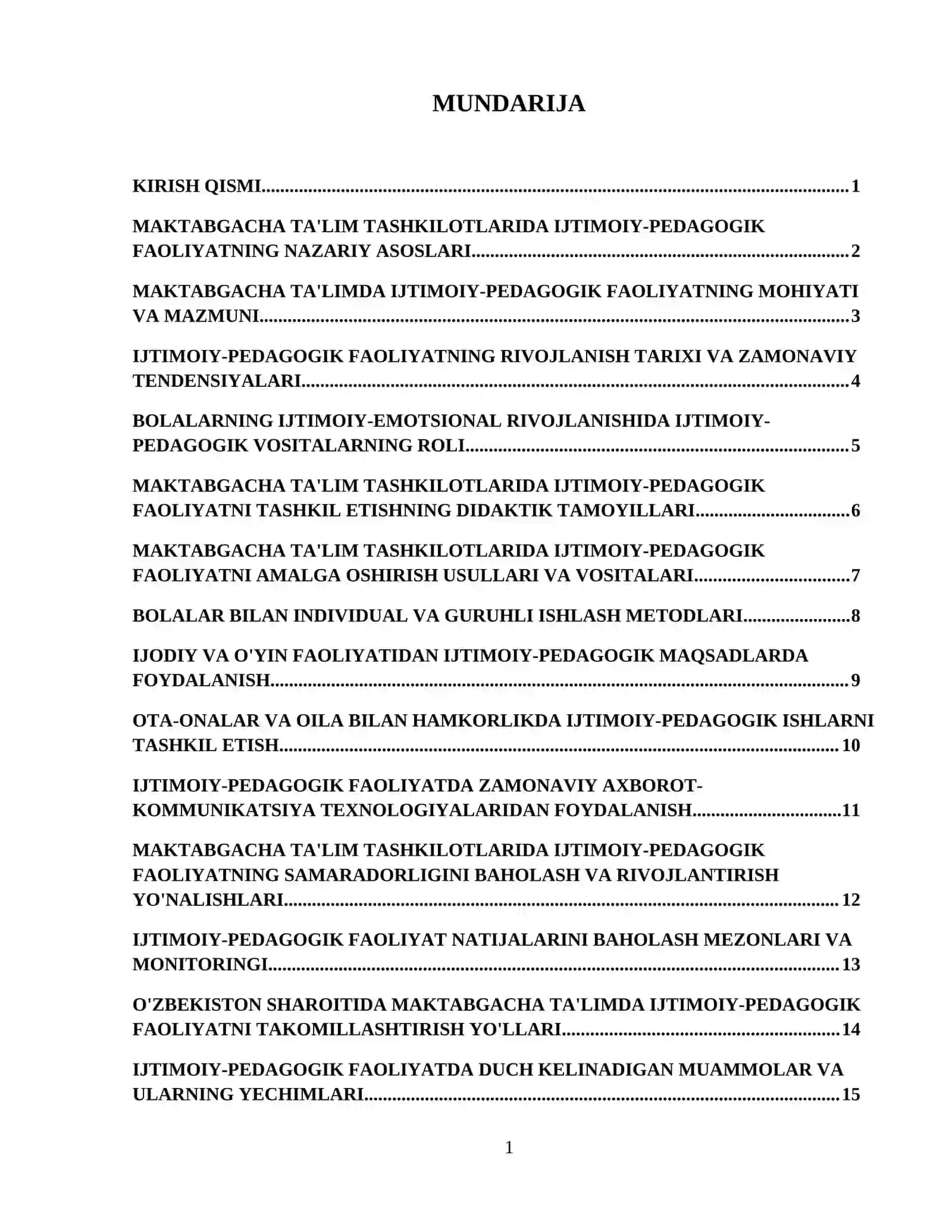 Maktabgacha ta'lim tashkilotlarida olib boriladigan ijtimoiy -pedagogik faoliyat. 2