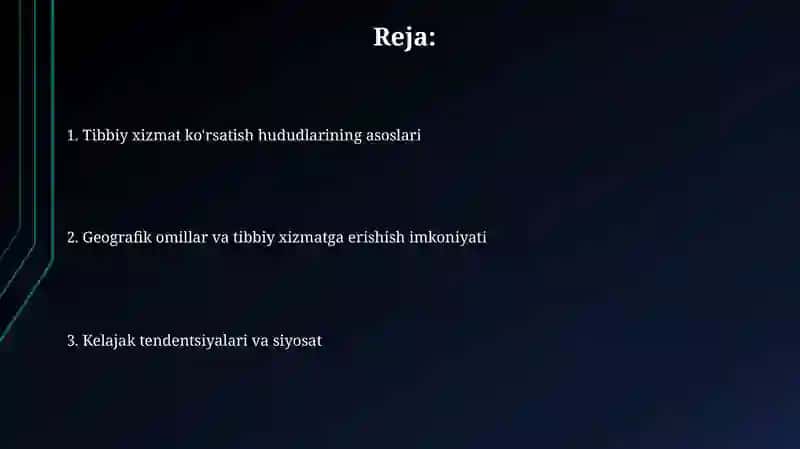 Axoliga tibbiy xizmat ko'rsatish sohalari geografiyasi 2