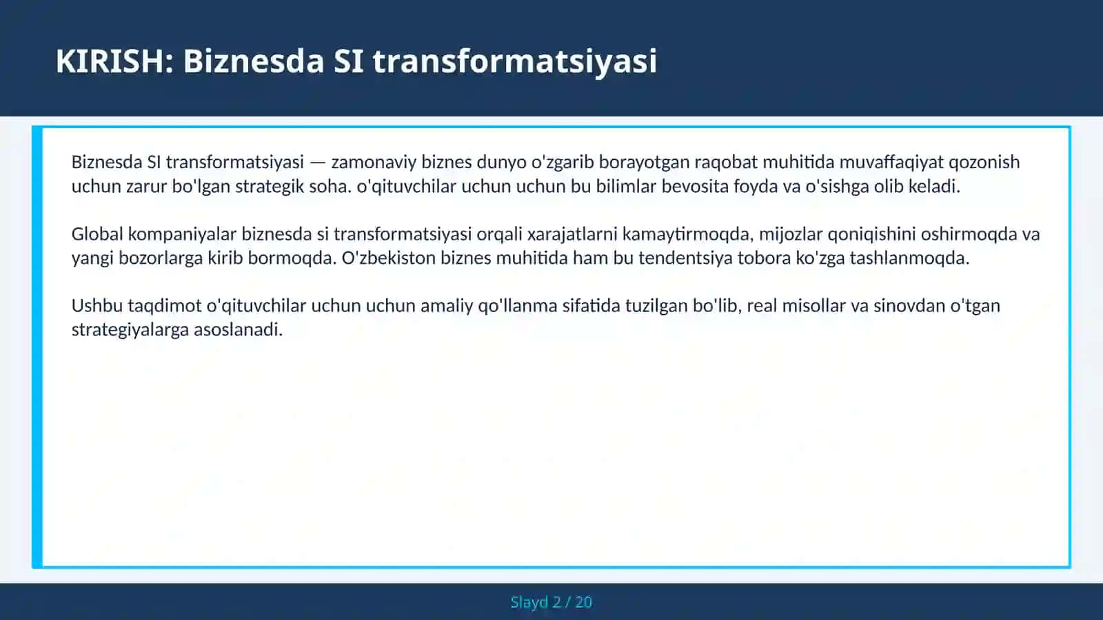 BIZNESDA SI TRANSFORMATSIYASI 2