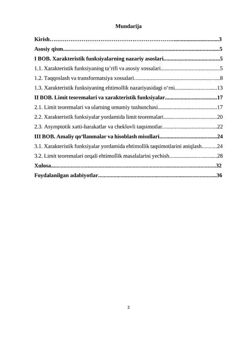 Kurs ishi Matematik analiz 2