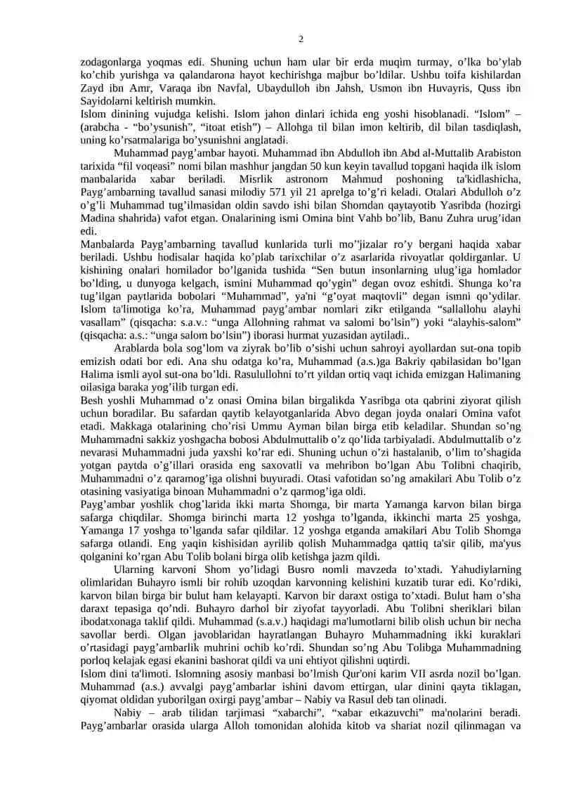 ISLOM DINI TARIXI VA TA'LIMOTI 2