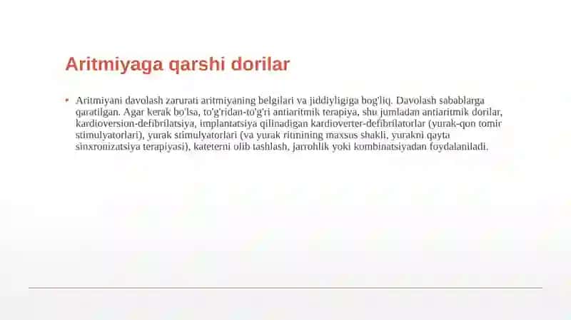 Antiaritmik-Aritmiyaga qarshi vositalar 2