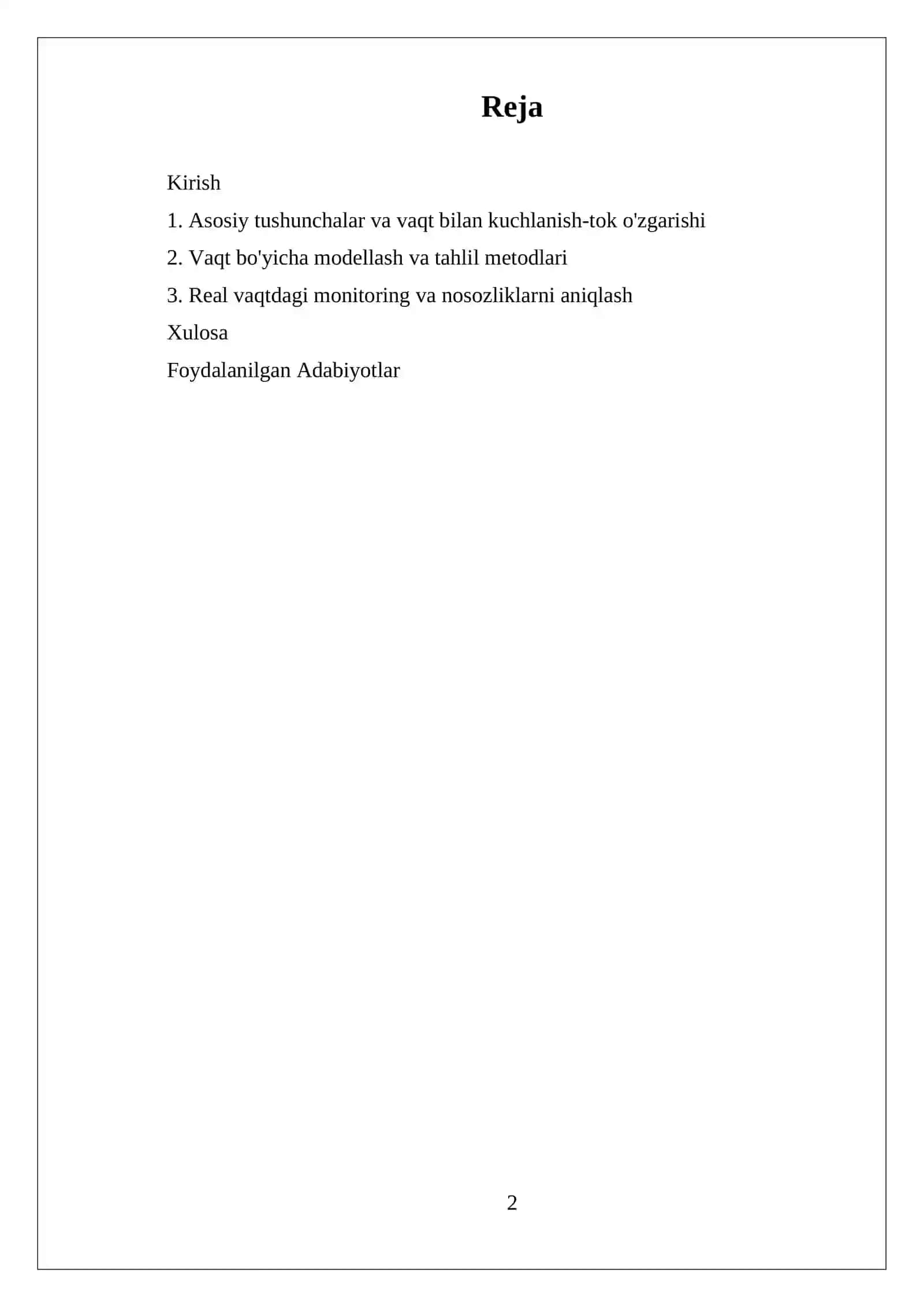 MUSTAQIL ISH RC ZANJIRLI KUCHLANISH VA TOKNING VAQT BO'YICHA O'ZGARISHITAHLIL QILISH 2