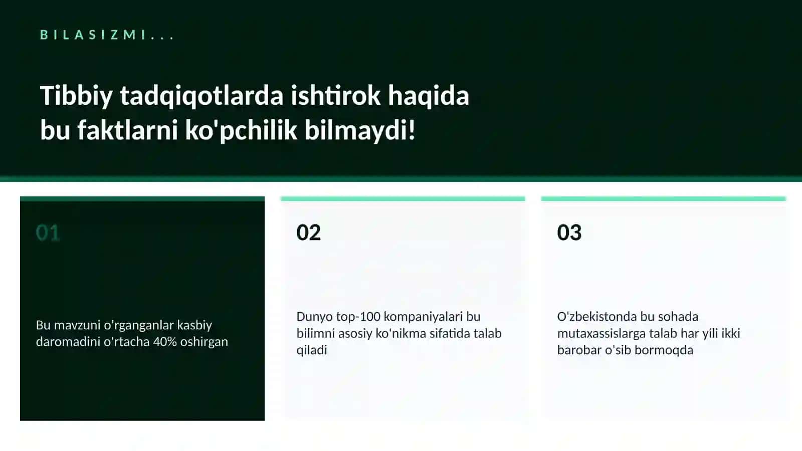 Tibbiy tadqiqotlarda ishtirok 2