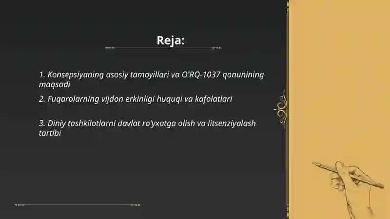 O'zbekiston Respublikasida fuqarolarning vijdon erkinligini ta'minlash 2