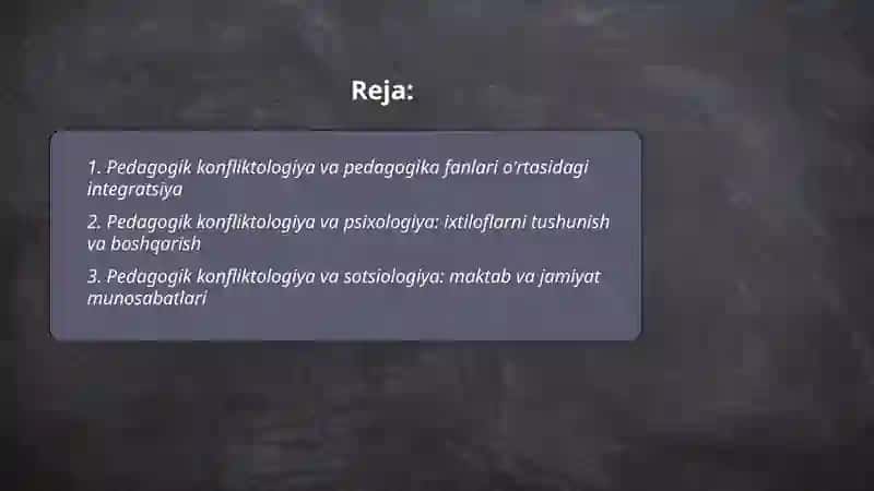 Pedagogik konfiktologiyaning fanlar bilan aloqadorlikda rivojlarlanishi 2