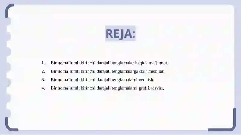 Bir noma’lumli birinchi darajali tenglamalar 2