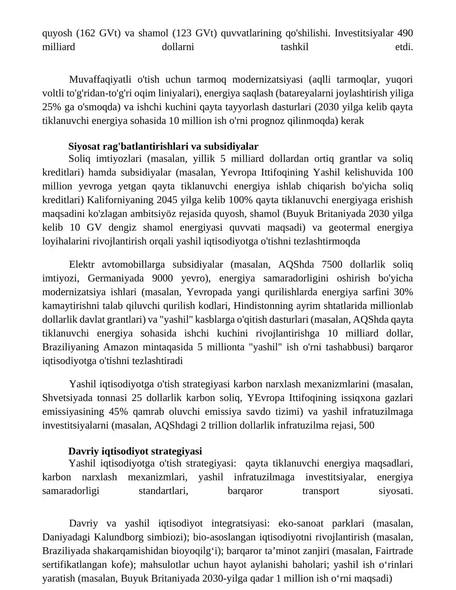 Yashil iqtisodiyotga o'tish strategiyasi 2