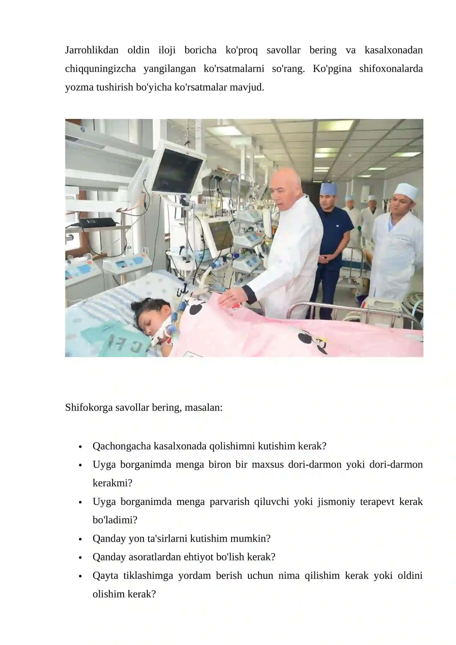 Operatsiyadan chiqqan bemorga gigienik muolajalar 2