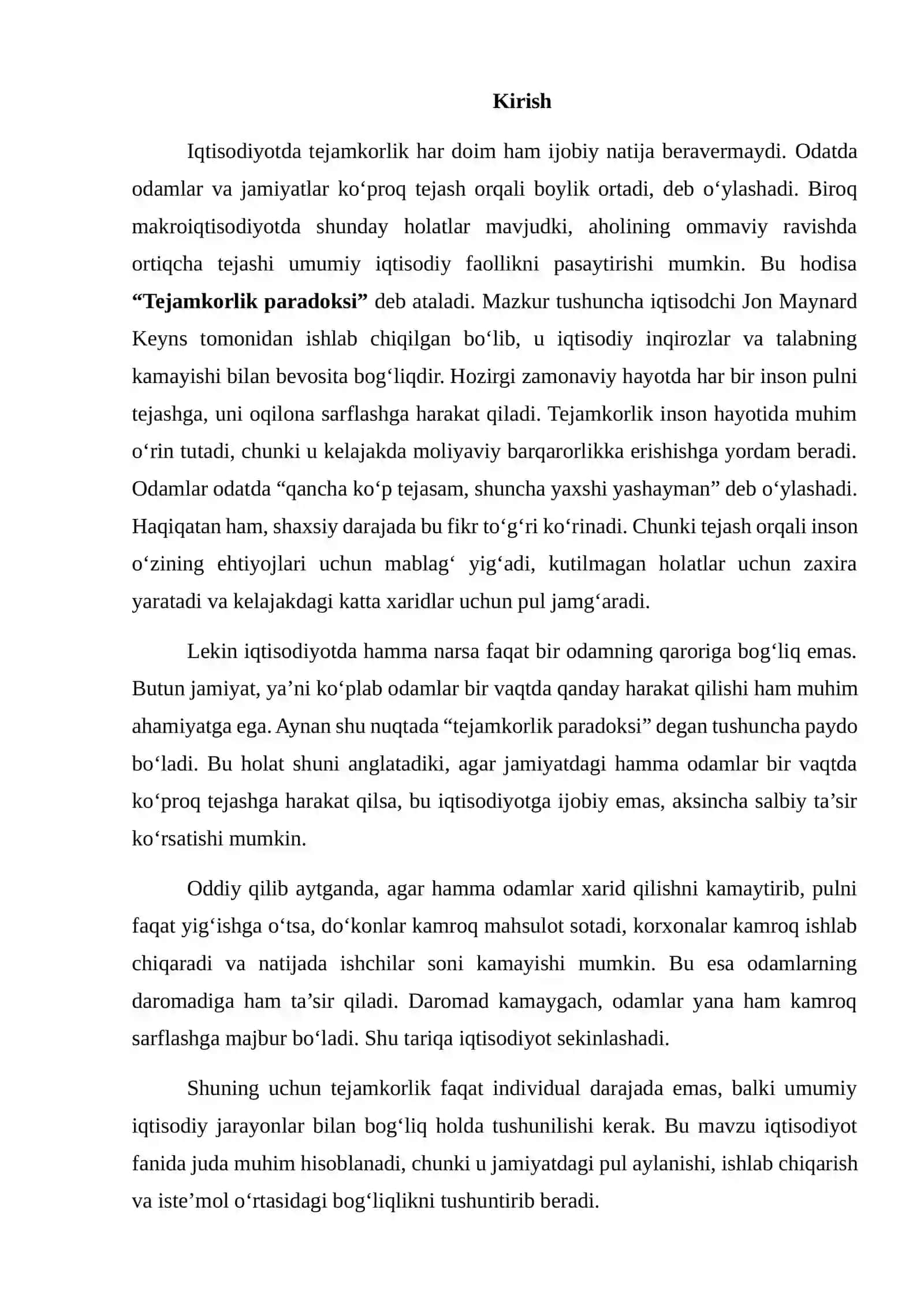 Tejamkorlik paradoksi (Paradox of Thrift) 2