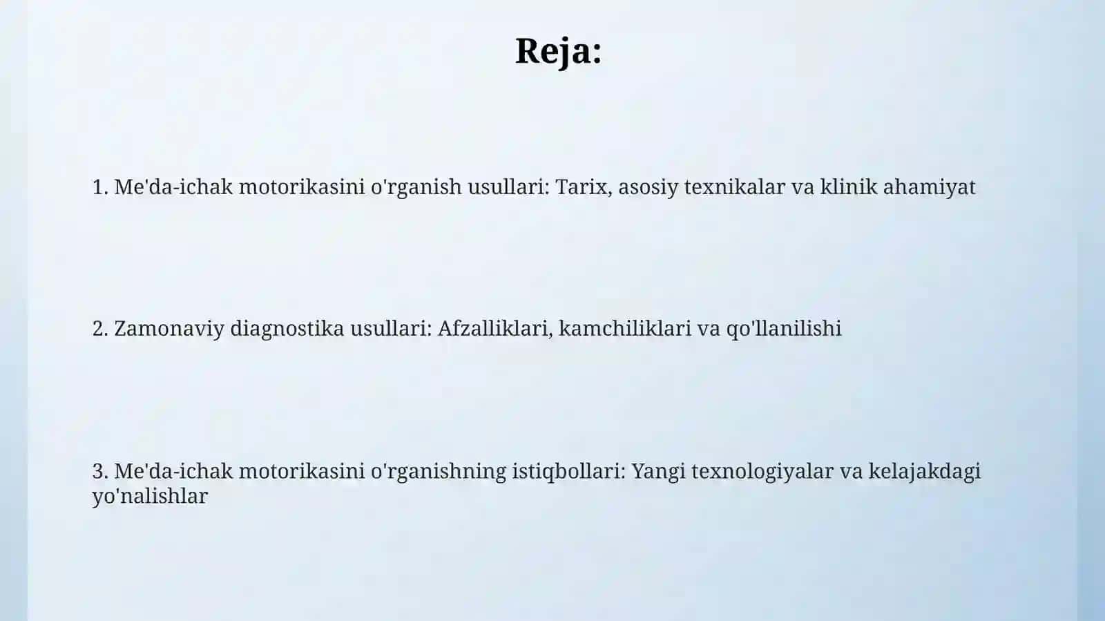 Me'da-ichak motorikasini o'rganish usullari: Tarix, asosiy texnikalar va klinik ahamiyat 2