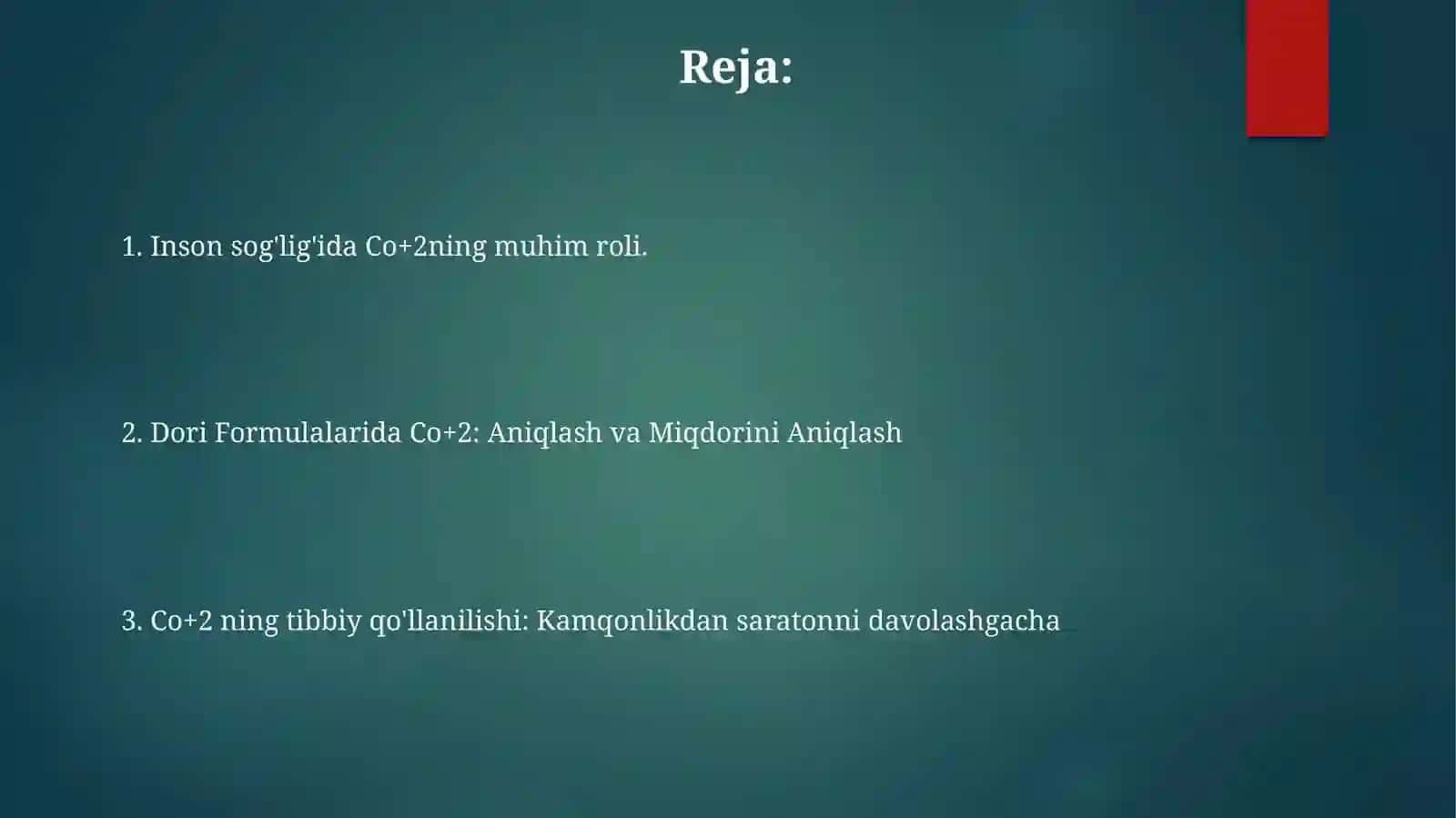Inson sog'lig'ida Co+2ning muhim roli. Dori Formulalarida Co+2: Aniqlash va Miqdorini Aniqlash 2