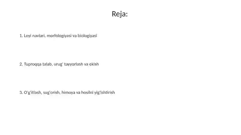 Loyi navlari, morfologiyasi va biologiyasi 2