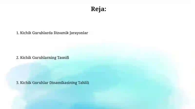 Kichik Guruhlarning Tasnifi 2