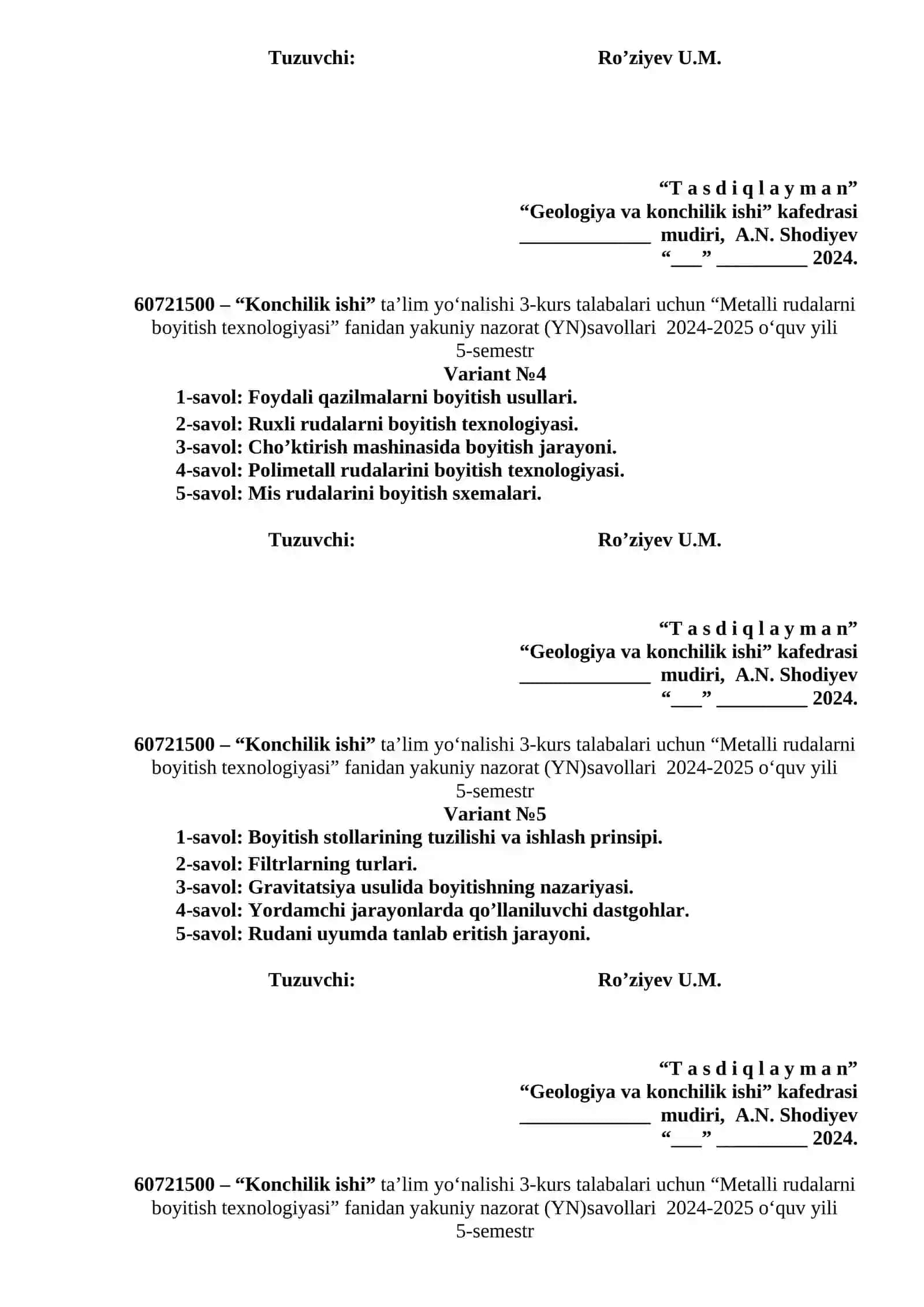 Metalli rudalarni boyitish texnologiyasi 2