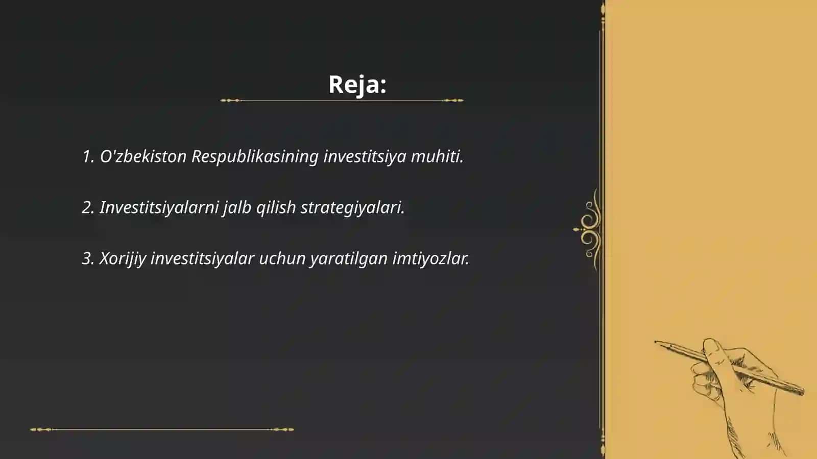 O'zbekiston Respublikasi investitsiya siyosati 2