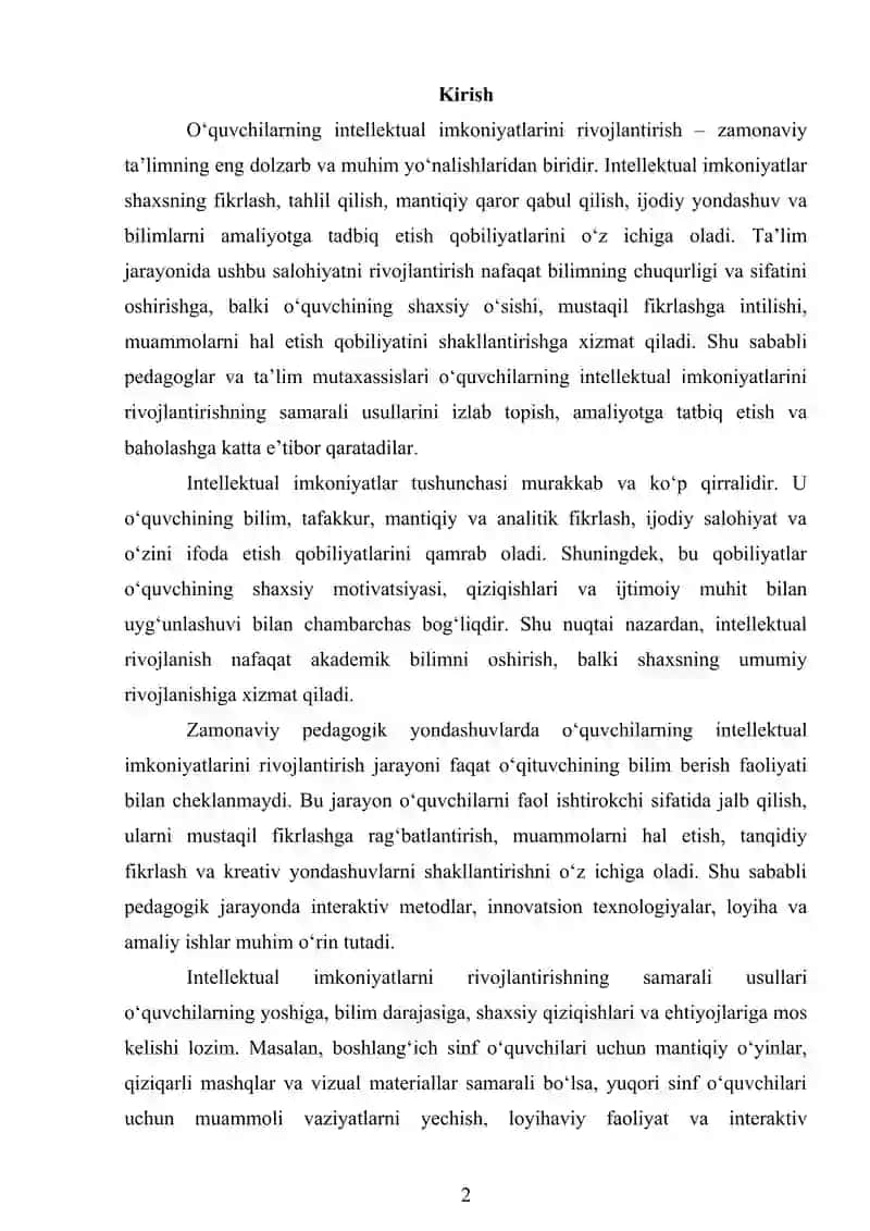 O‘quvchilarning Intellektual Imkoniyatlarini Rivojlantirish Usullari 2