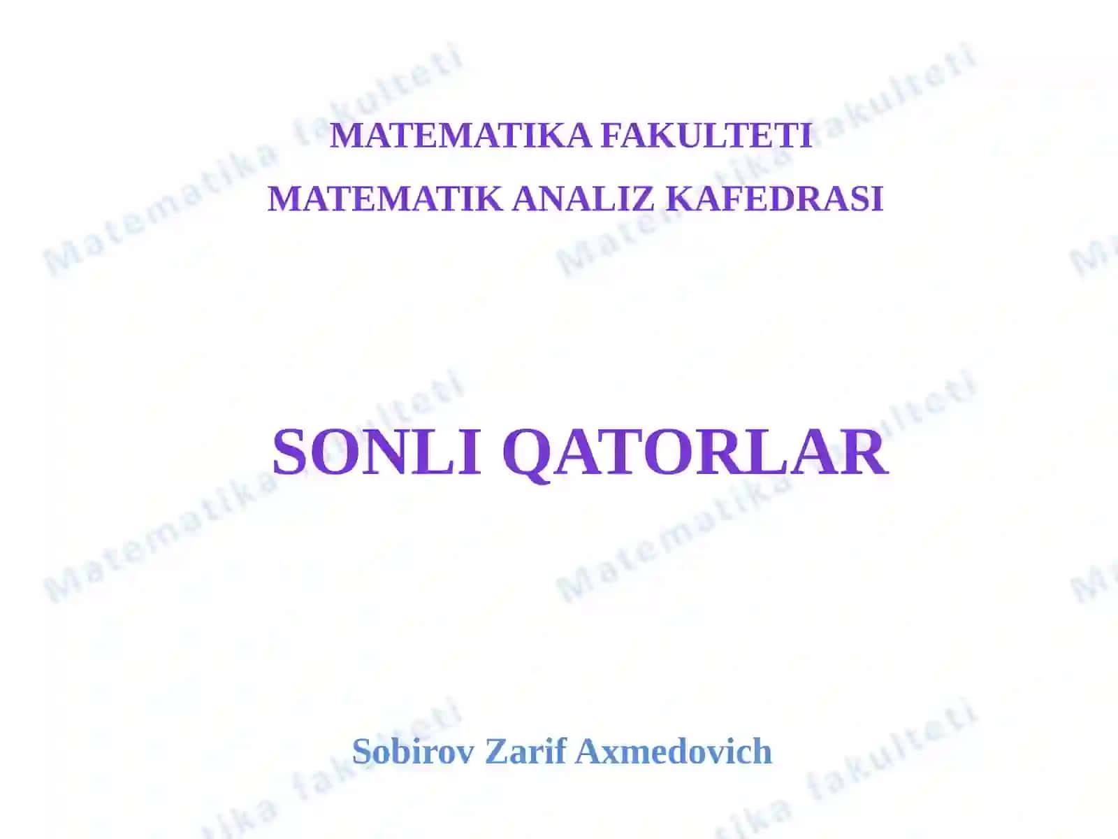Sonli qatorlar 2