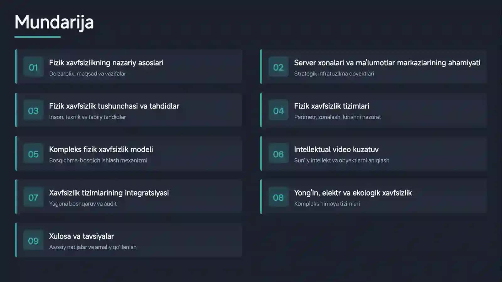 Axborot tizimlarida server xonalari va ma'lumotlar markazlarida fizik xavfsizlikni ta'minlash usullari 2