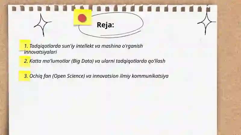 Tadqiqot faoliyatidagi innovatsiyalar 2