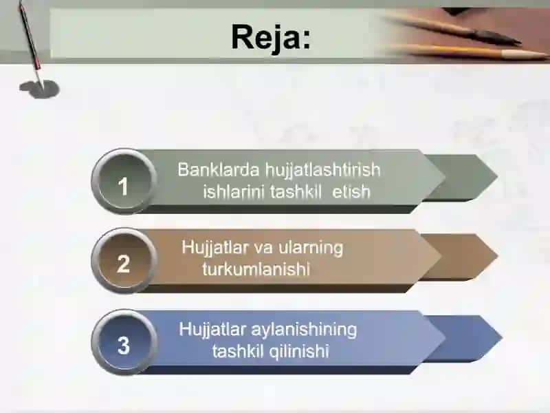 Bank hujjatlari, hujjatlar aylanishi va bank nazorati 2